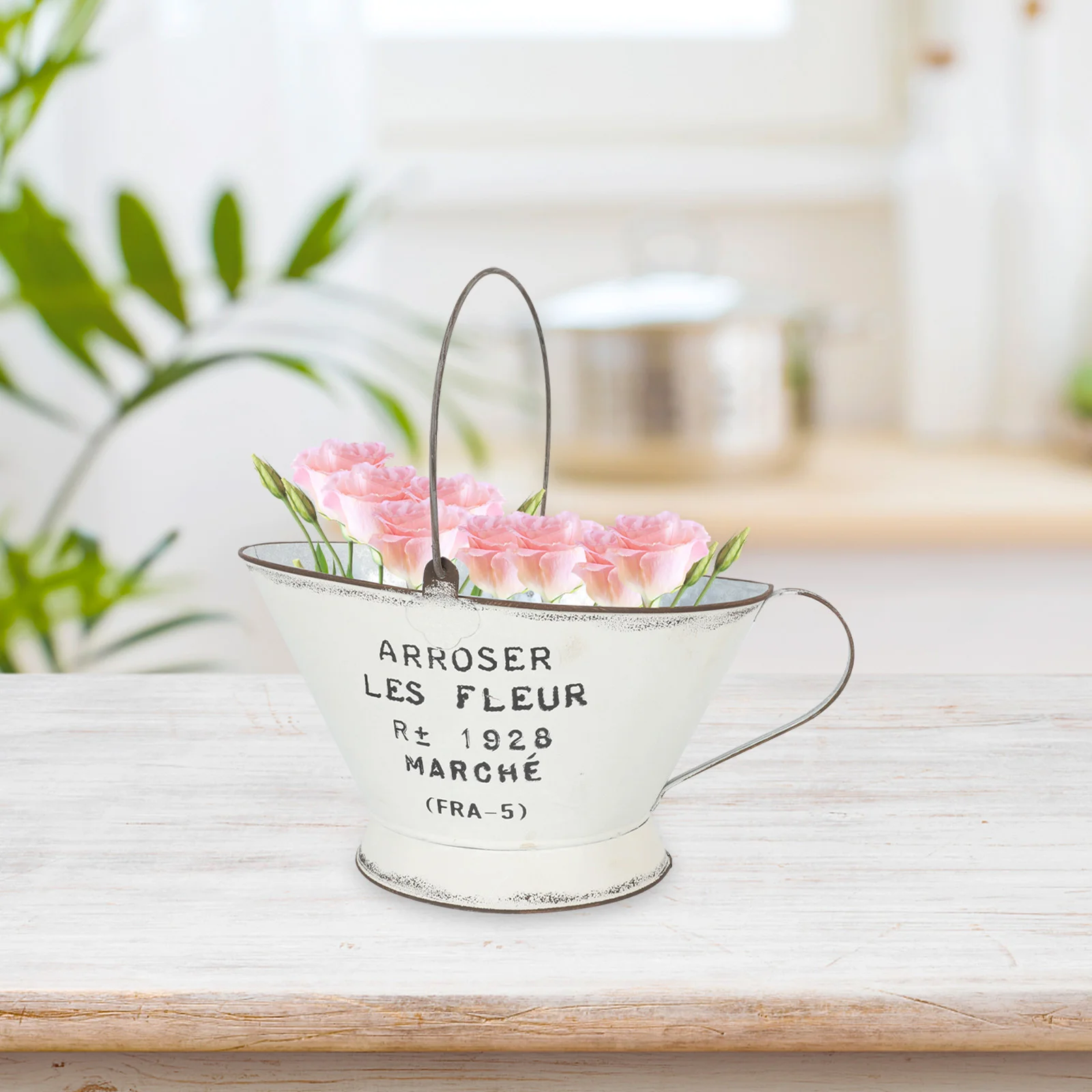 

Vintage Planter White Flower Basket Retro Flowerpot Container Creative Pots