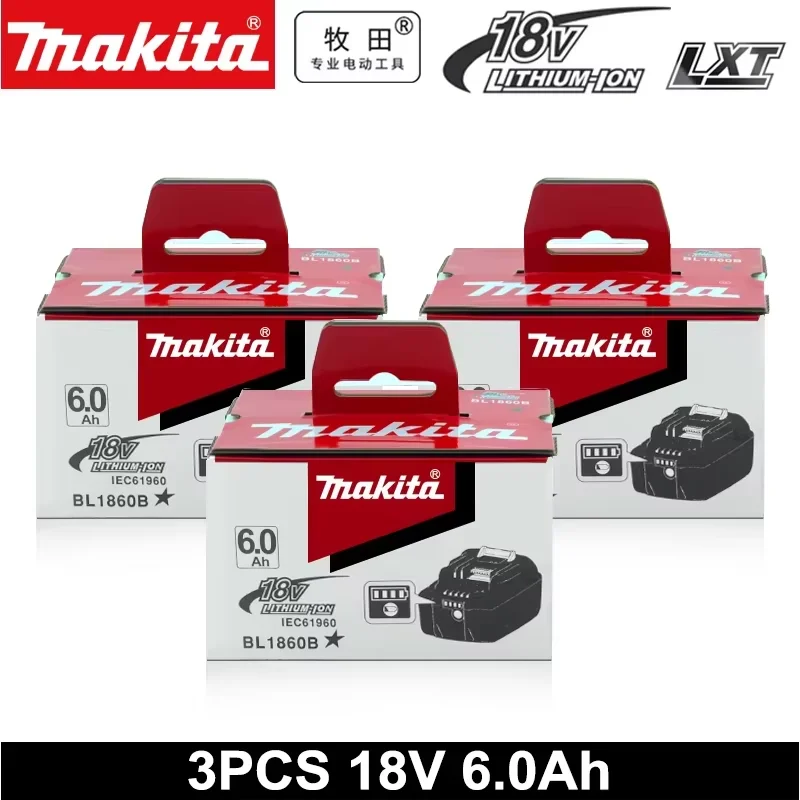 Makita 18V 6000mAh Li-Ion Rechargeable Battery Replacement for BL1860B BL1860 BL1850 LXT Power Tools with LED Indicator