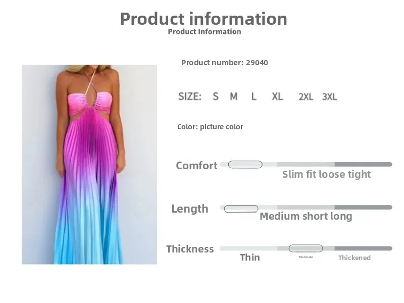 Elegantes, plissiertes Maxikleid mit Farbverlauf, Empire-Taille und ärmellosem Design.