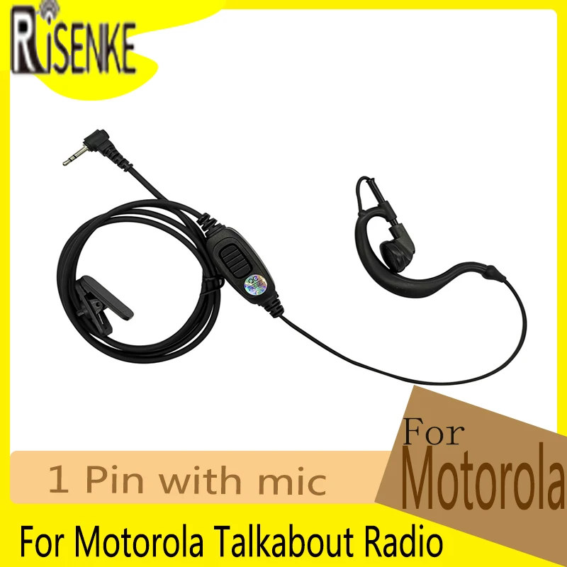 1 Pin Clear Acoustic Tube  Walkie Talkie Earpiece Earphone Headset with Mic for Motorola Talkabout Radio Bodyguard Security