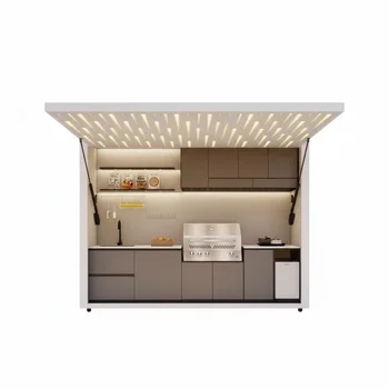 สถานีครัวกลางแจ้งแบบพกพาทำจากอะลูมิเนียม พร้อมตู้เก็บของ อ่างล้างจาน และเตาบาร์บีคิว 1