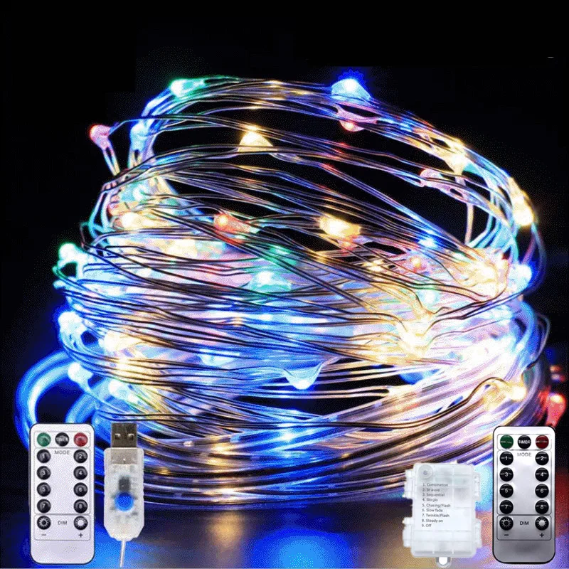 

8 Mode Remote Waterproof Led String Lights Street Garlands Christmas Tree Decoration Outdoor Wedding New Year Fairy Garden Light