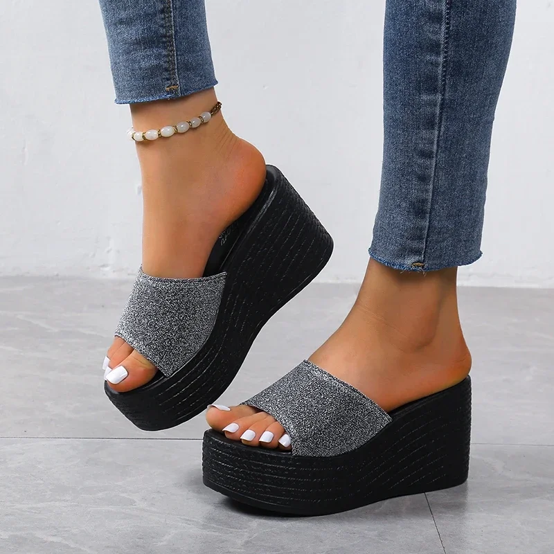 Sandals Summer 2023 New Women Slippers Wedges Platform Beach Flip Flops Trend High Heels Ladies Shoes Pumps Thick Slides Mujer