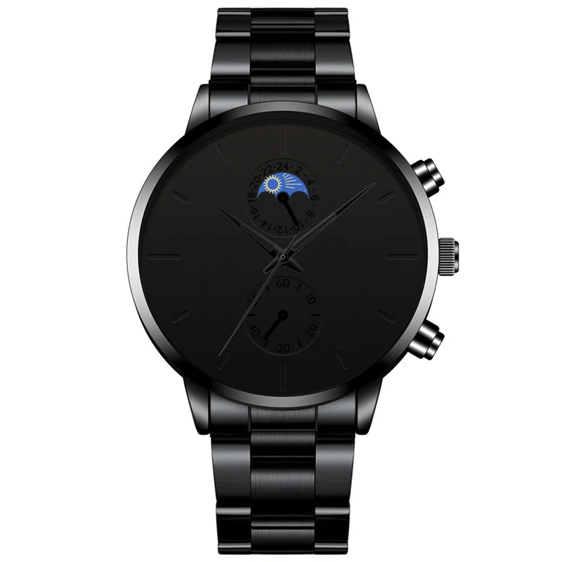 2022 Fashion Mens Watches Luxury Men Black Stainless Steel Quartz Wristwatch Man Business Casual Leather Watch relogio masculino 