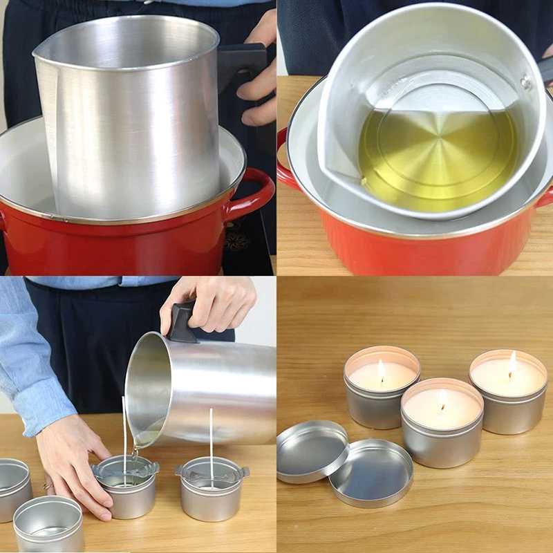 1.2/3L Candle Melting Pot Wax Melting Aluminium Cup Non-Stick Pouring Pot  DIY Aromatherapy Candle Soap Candle Making Tools