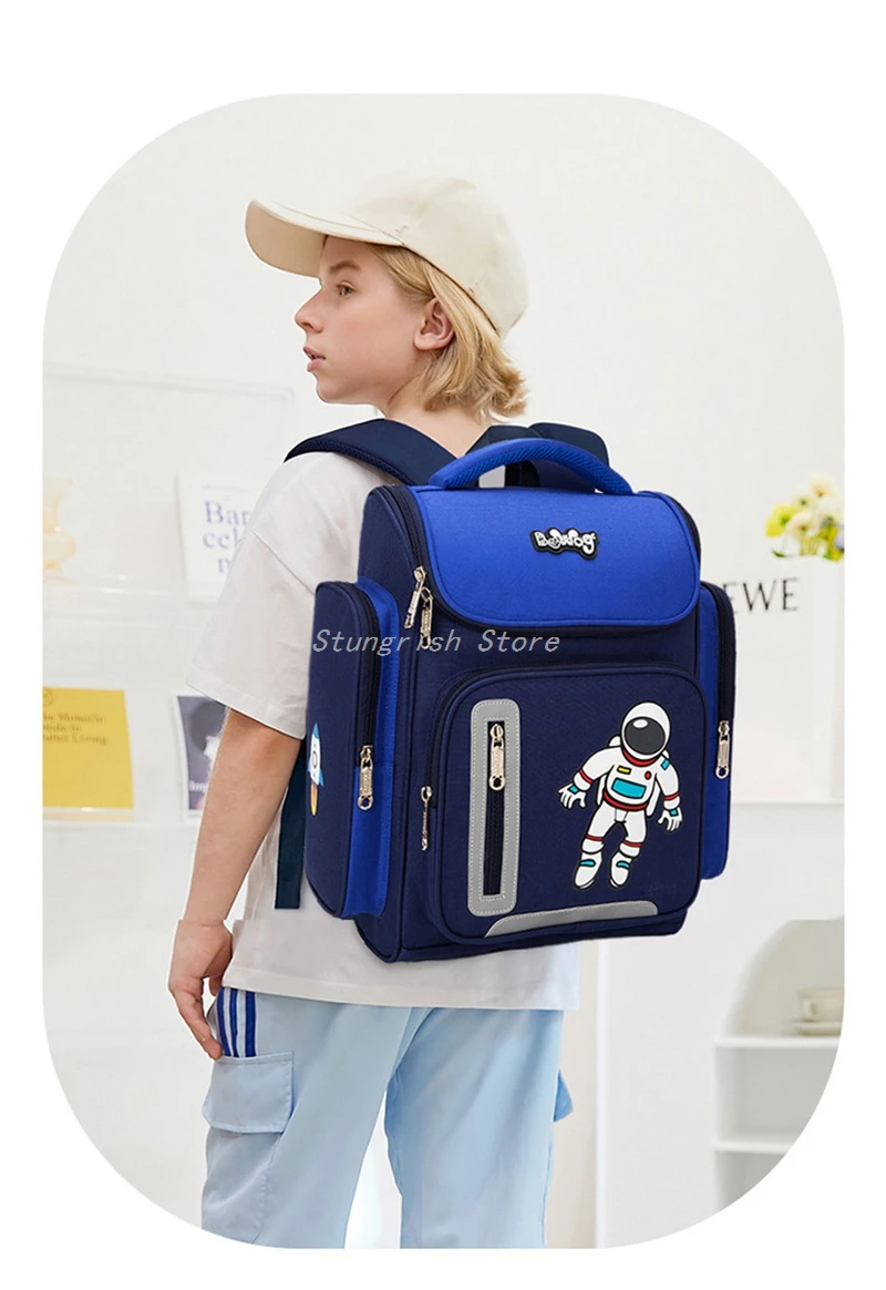 New Boys Orthopedic School Bags Child Astronaut Printing Backpacks Primary Student Girls Children's Schoolbag Waterproof Kid 5