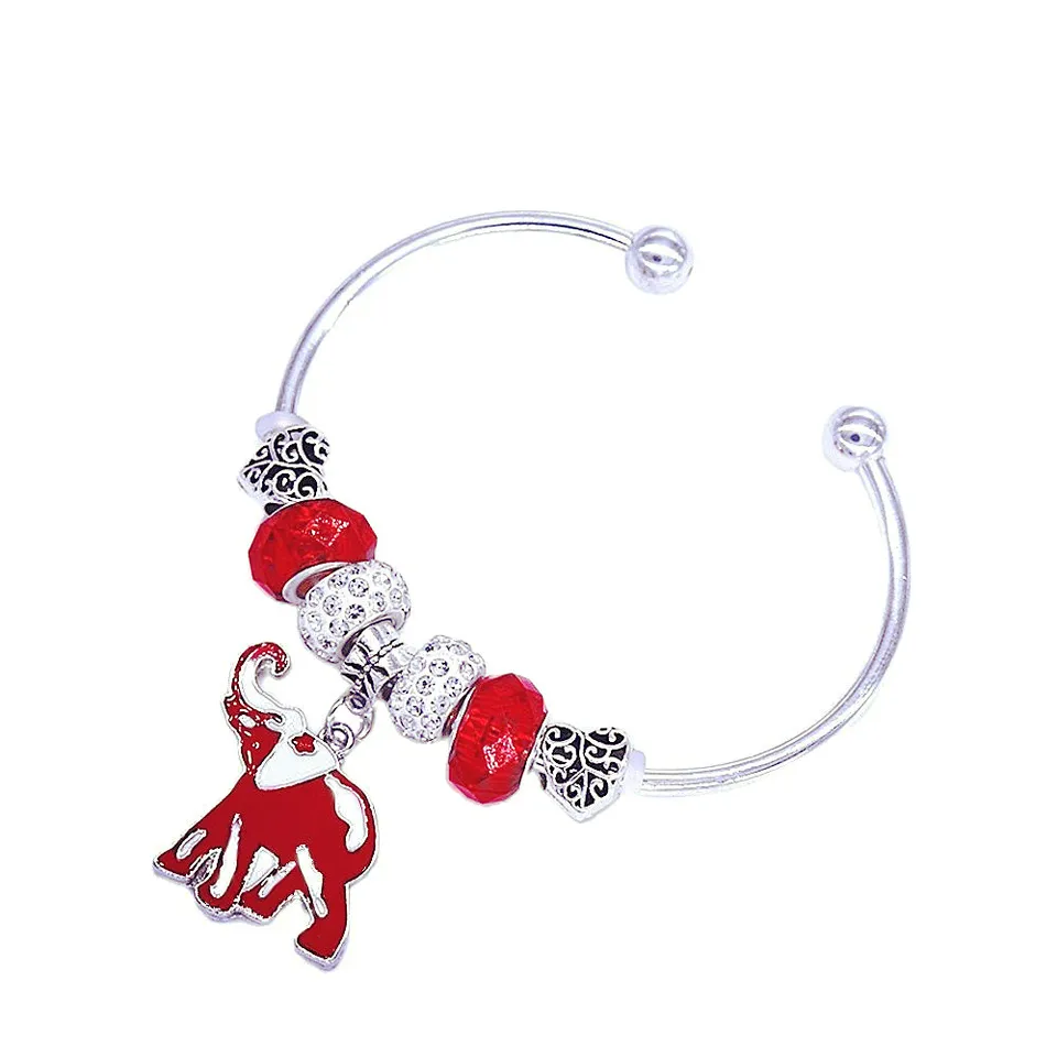 Custom Society Jewelry Red White Enamel Color Elephant Charms