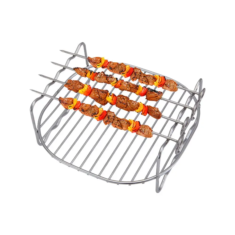 Baking Tray Skewers Air Fryer Stainless Steel Holder BBQ Rack Double-deck Home air fryer rack