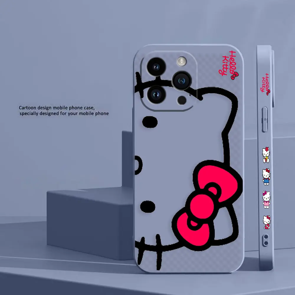 thumbnail image 1 of Bonita funda de teléfono de Hello Kitty K Line Cat para Apple iPhone 14 13 12 11 Pro XS Max Mini X XR SE 7 8 6 15 Plus, funda líquida de color, 1 of 5