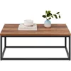 44in Industrial Style Rectangular Wood Grain Top Coffee Table, 1.25in Thick Butcher Block Tabletop, Café Tables 2
