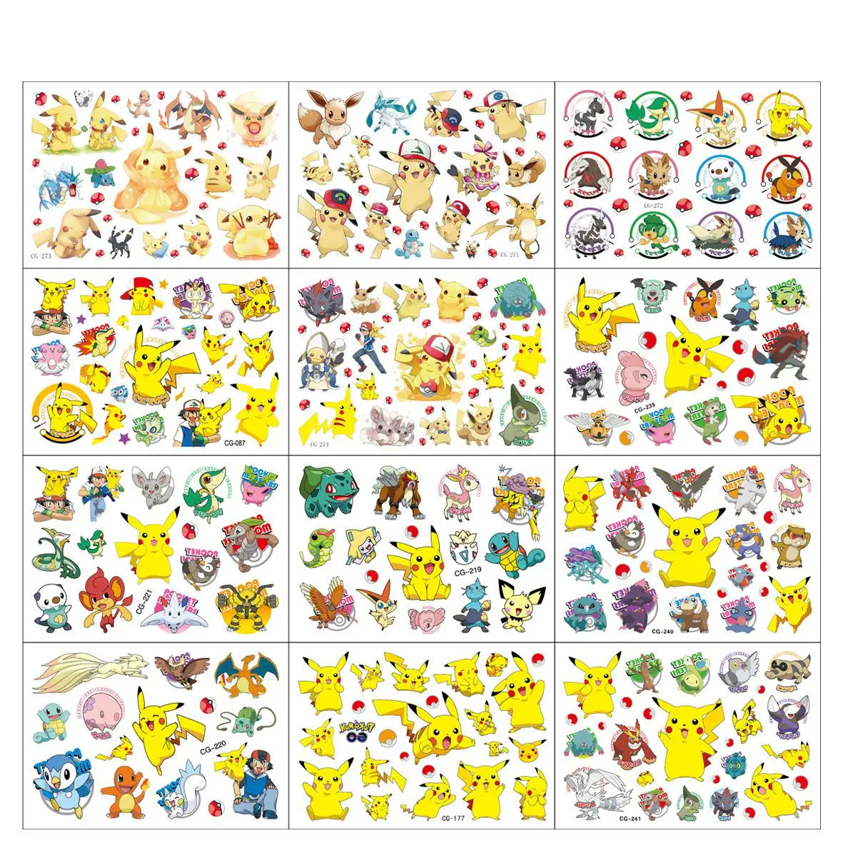 New Pokemon Tattoo Stickers Pikachu Action Figure Cartoon Children Temporary Tattoos Kids Girls Birthday Gift tattoo sticker temporary tattoos