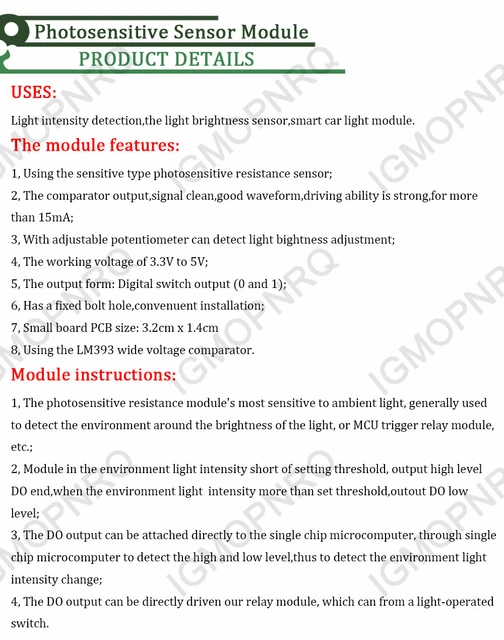 10 Sensori Fotoresistenza WayinTop - Uscita Digitale Per Arduino - Foto 9