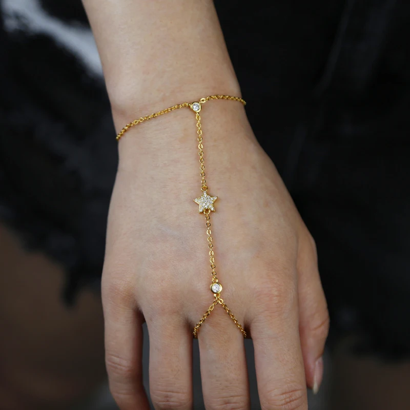أساور بدلاية على شكل نجمة خماسية للنساء ، زركون مك...