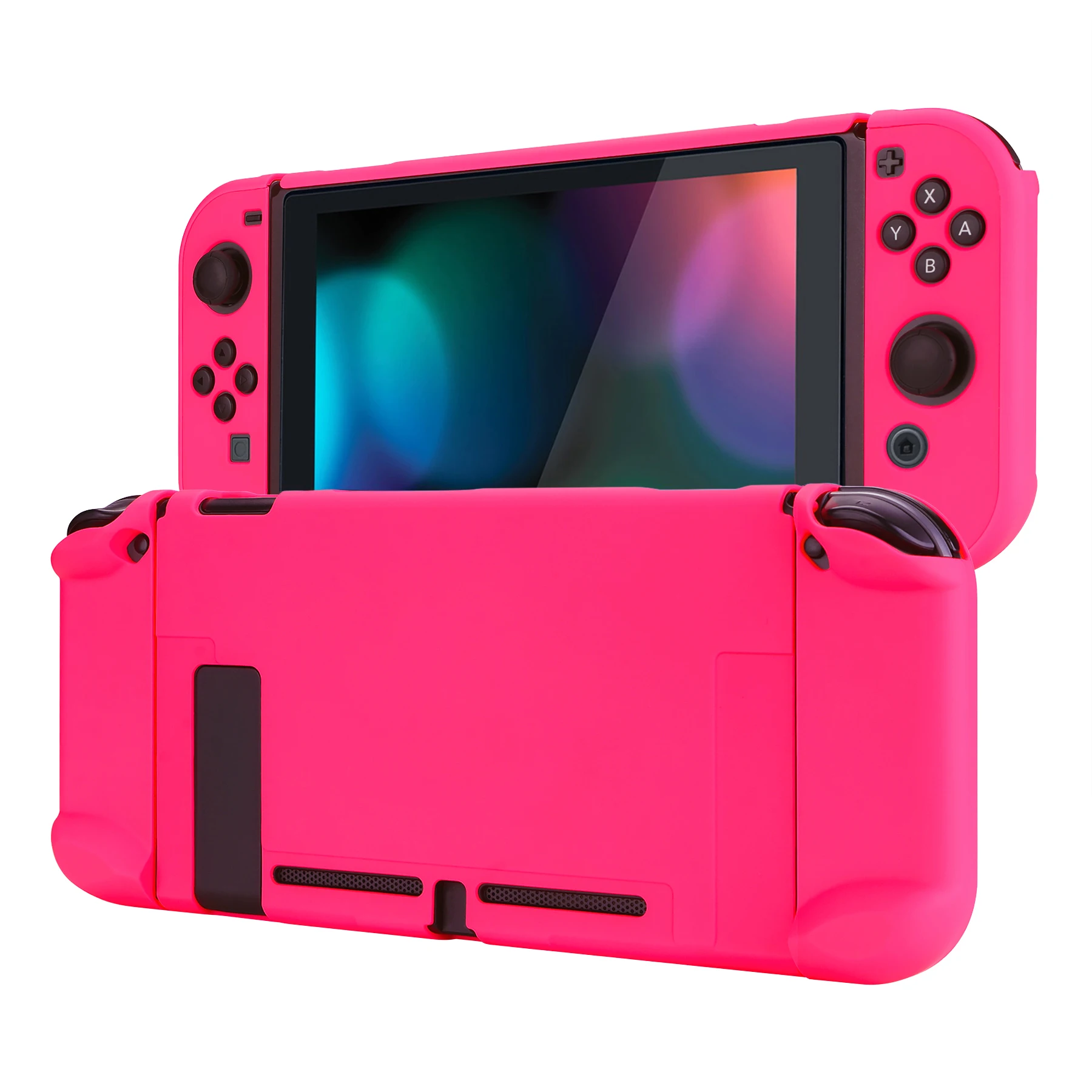 

PlayVital Soft Touch Separable Protector Customized Dockable Protective Case for NS Switch - Bright Pink