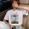 Claude Monet New Summer Female Art Large Size Loose Short Sleeve Casual Letter Printing Harajuku ins tops tees Vintage T-Shirt 1