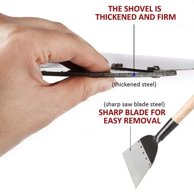 Szén Acélkert Kézműves Lapos Fej Kertészeti Lapáttisztító Trágya Jégtelenítés Távolítsa El A Kis Hirdetési Matricákat - Image 4