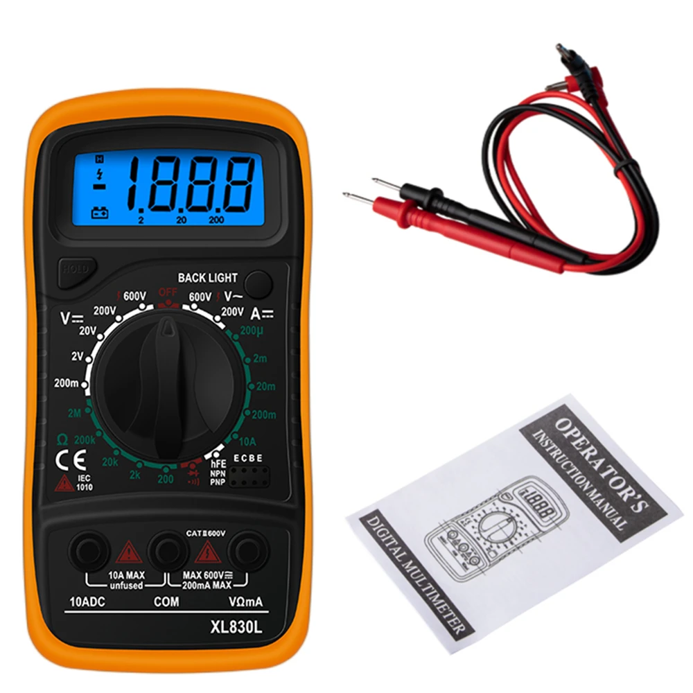 Handheld Digital Multimeter LCD Backlight Portable AC/DC Ammeter Voltmeter Ohm Voltage Tester Meter Multimetro 3