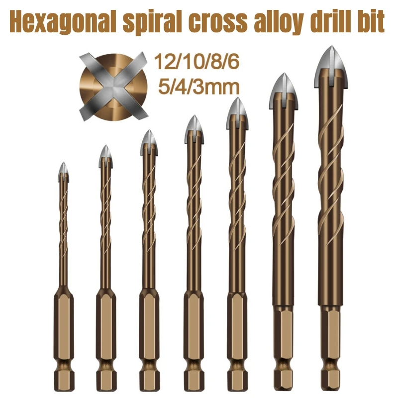 Cross Hexagon Tile Glass Cement Metal Ceramic Wood Plastic Hole Saw Triangle Alloy Drill Bit Size 3mm 4mm 5mm 6mm 8mm 10mm 12mm