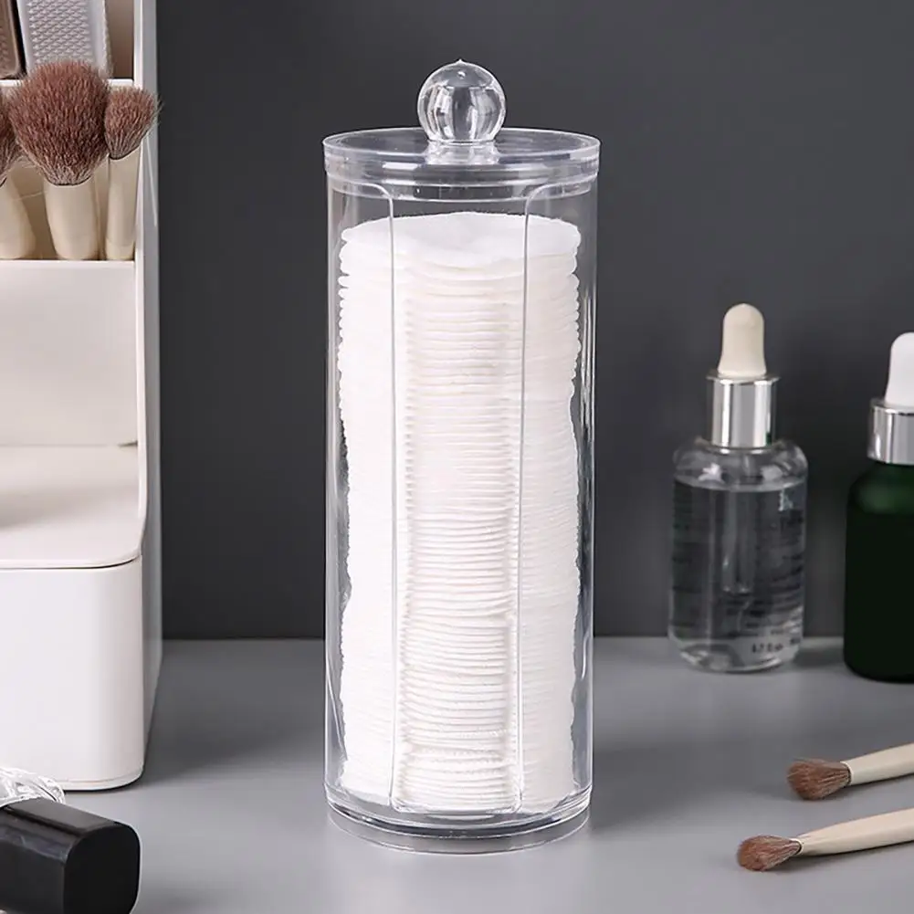 

Hygienic Cotton Pad Dispenser Transparent Dustproof Cotton Swab Container with Lid Capacity Cosmetic Storage Box for Home Dorm