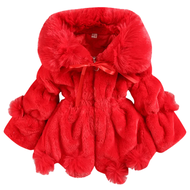 Baby girl clothes girls jacket 1-8Y winter thickened warm imitation fur coat girls solid color wool sweater coat