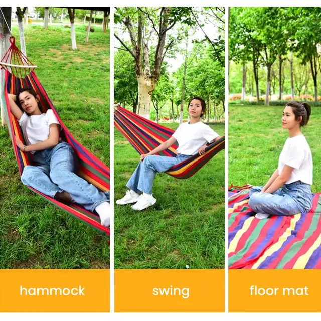 MOSFiATA Camping Hammock 550lb Upgraded Thickened 320G Durable Canvas Fabric Single Hammocks with Two Anti Roll Balance Beam and Sturdy Metal Knot Tre Hammock Swing MOSFiATA Hammocks Portable Camping Hammock Improved