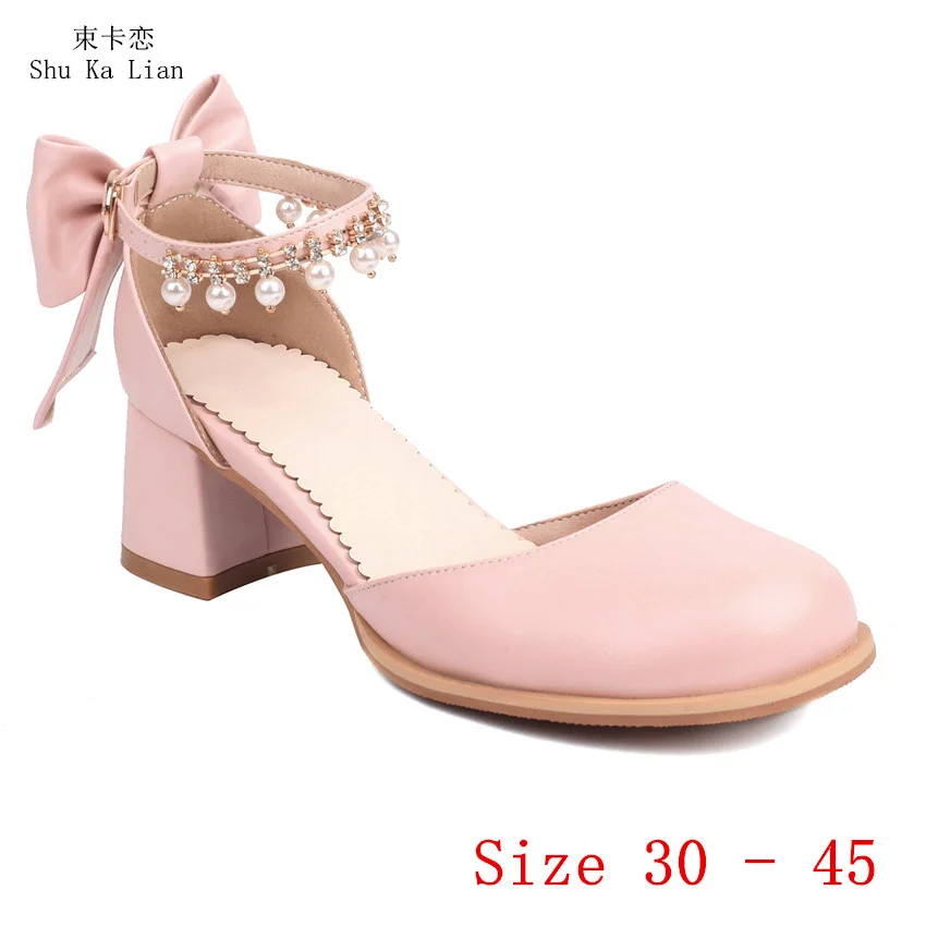 

Girl Med High Heels D Orsay 5 CM Women Pumps Mary Janes Med Heel Shoes Woman Party Wedding Shoes Small Plus Size 30 - 45