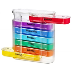Colorful Stackable 7 - Day Pill Box with 4 - Times - a - Day Organizer (7 days Box)