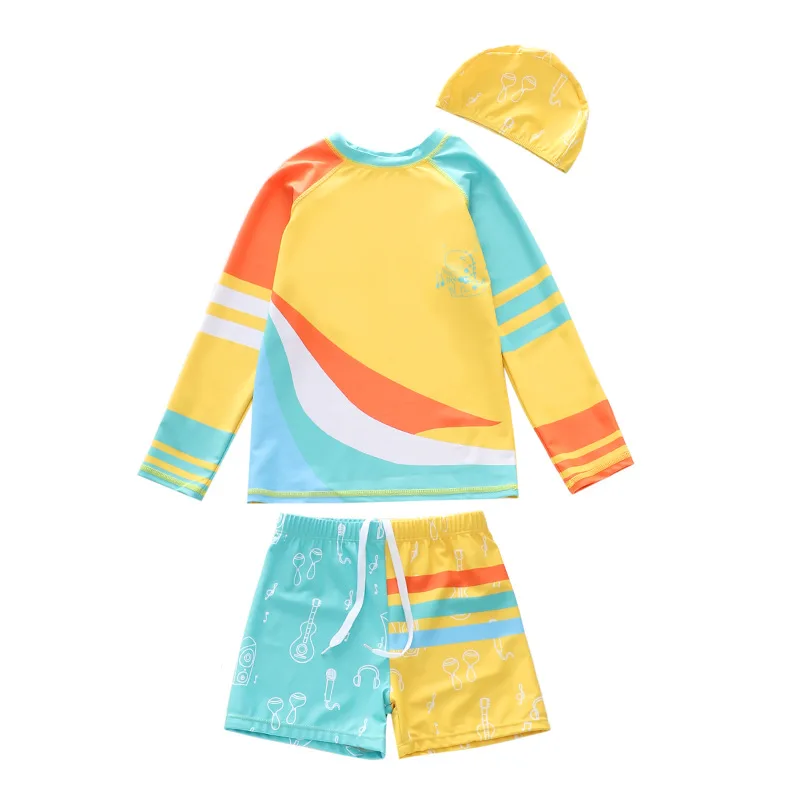 Children's Swimsuit Long Sleeve Swimming Suit for Boys Gradient Toddler Baby Swimwear Rash Guard Child Bathing Surfing Suit