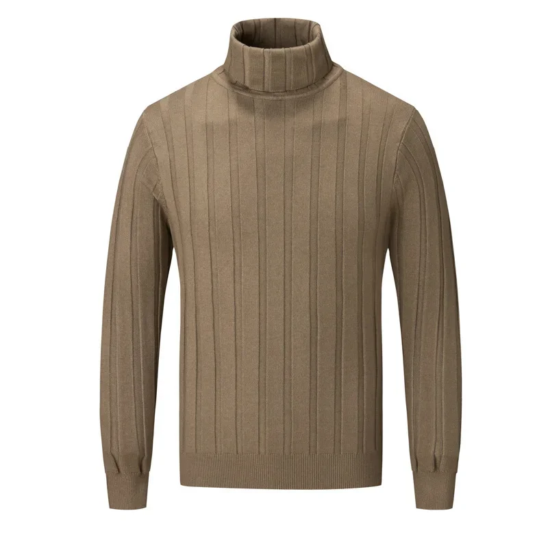 

Men’s Turtleneck Sweaters Solid Color Long Sleeve Knitwear Pullovers Men Slim Fit Casual Daily Knitting Striped Sweater Pullover