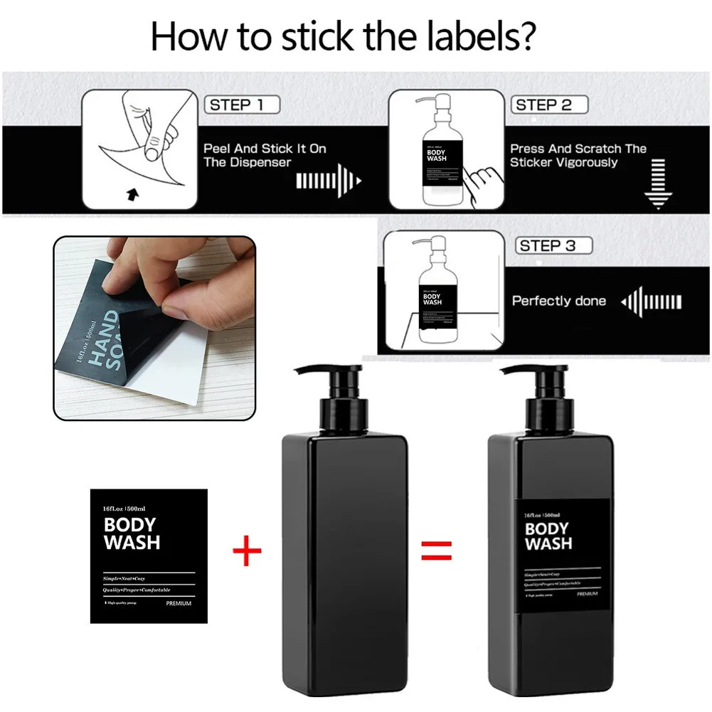 Bathroom Refillable Liquid Square Bottle Dispenser Lotion Containers Dish Soap Body Wash Dispenser 500ml
