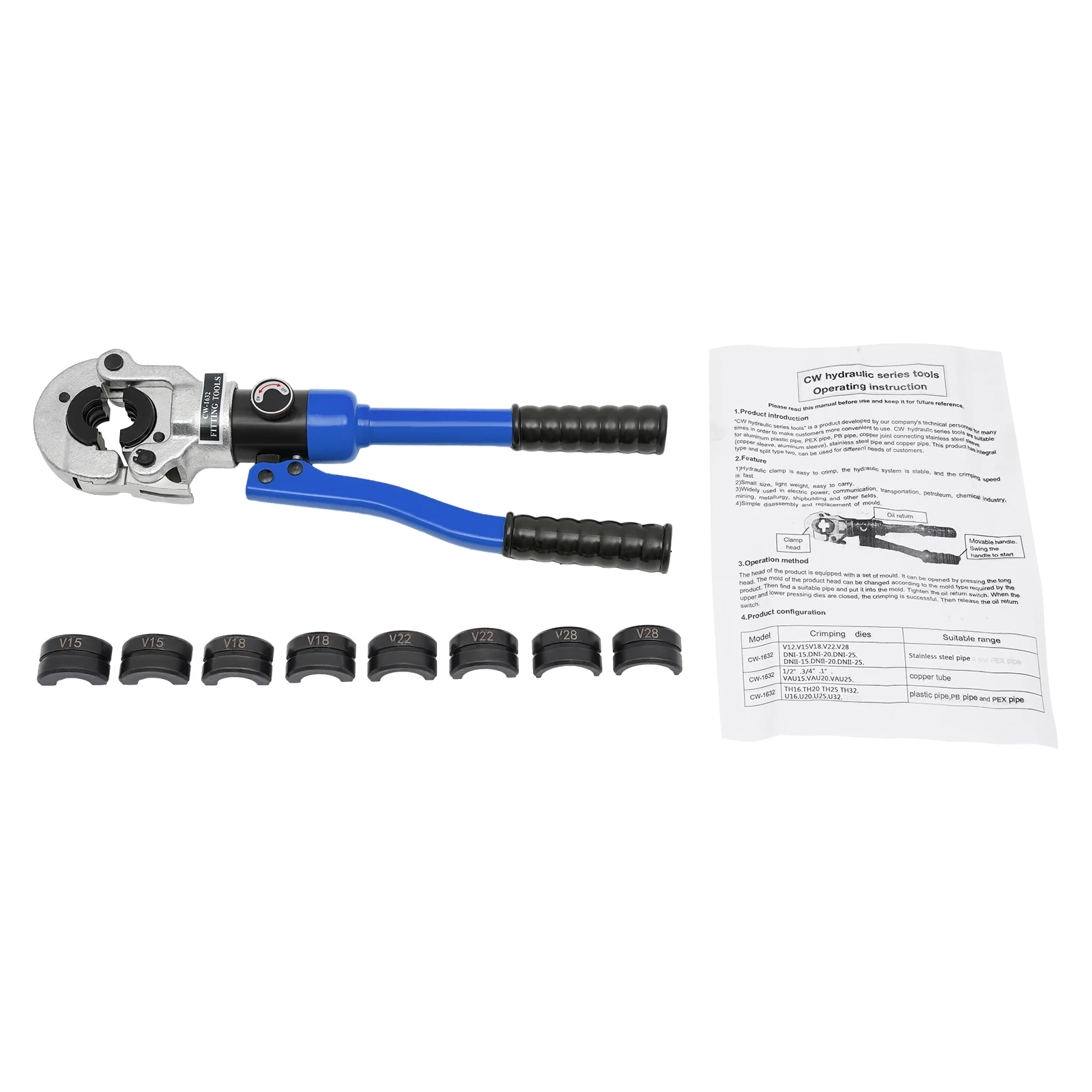 12–28 mm Typ V-Crimpzange, 80 kN hydraulische Rohrpresszange mit V-Contour, 360 ° Drehkopf, arbeitssparender Griff – Detail 3