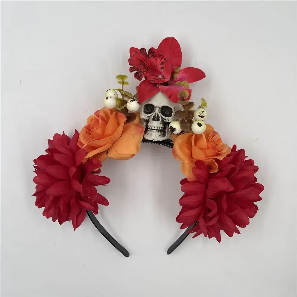 Mode Mexikanische Rose Blume Krone Stirnband Party Kostüm Foto Requisiten Tag der Toten Kopfschmuck Boho Halloween Kopfbedeckung für Frauen – Detail 13