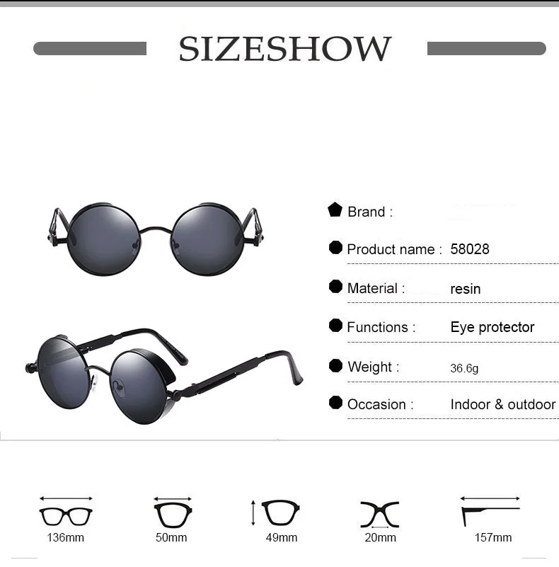 1/2/3PCS Retro Steampunk Metal Spring Legs Thick Frame Glasses Car Sunglasses 58028 For Men