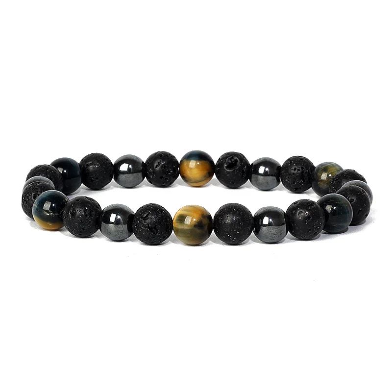 Natural Triple Protection Health Bracelets Women Black Obsidian Hematite Tiger Eye Beads Bracelets Men for Magnetic Soul Jewelry