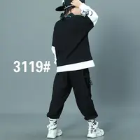 Vêtements Hip Hop pour enfants, sweat à capuche vert surdimensionné, streetwear, short cargo noir pour filles et garçons, costume de danse jazz, mode 6