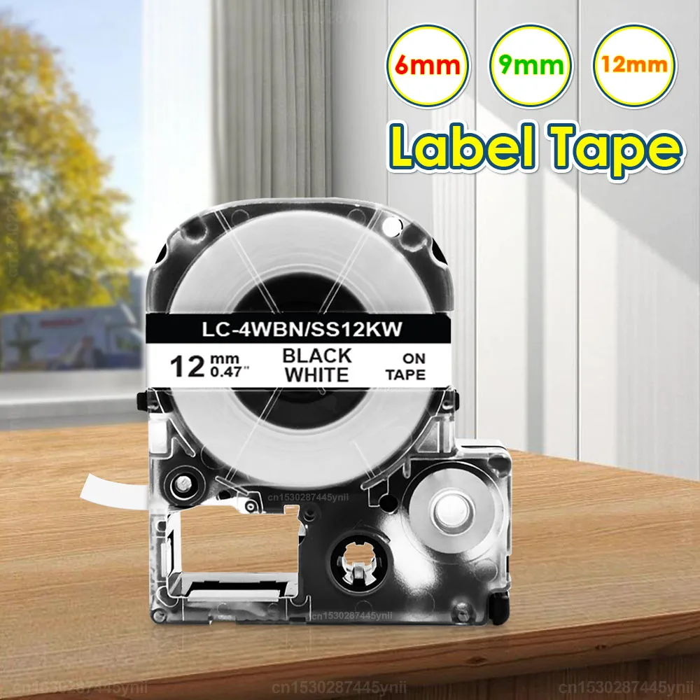 

SS12KW Label Tape Black on White For Epson SS12KW LC-4WBN SS9KW SS6KW 6/9/12mm Label Cartridge for Epson LW-300 LW-400 Printer