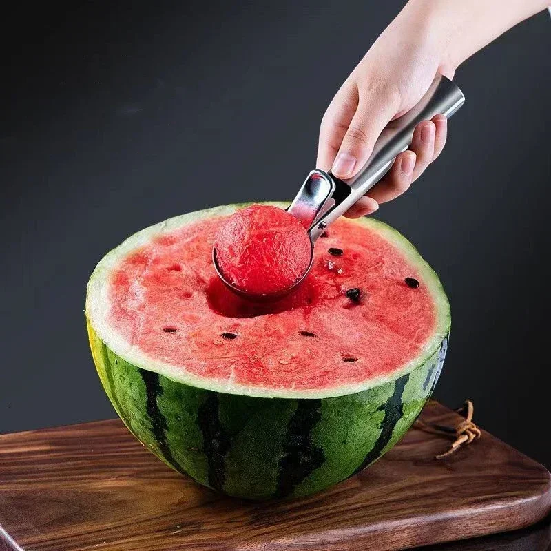 Ice Cream Scoop Stainless Steel Dual-purpose Ice Cream Scoop Multifunctional Fruit Scoop Ice Cream BallScooper Kitchen Supplies Cube