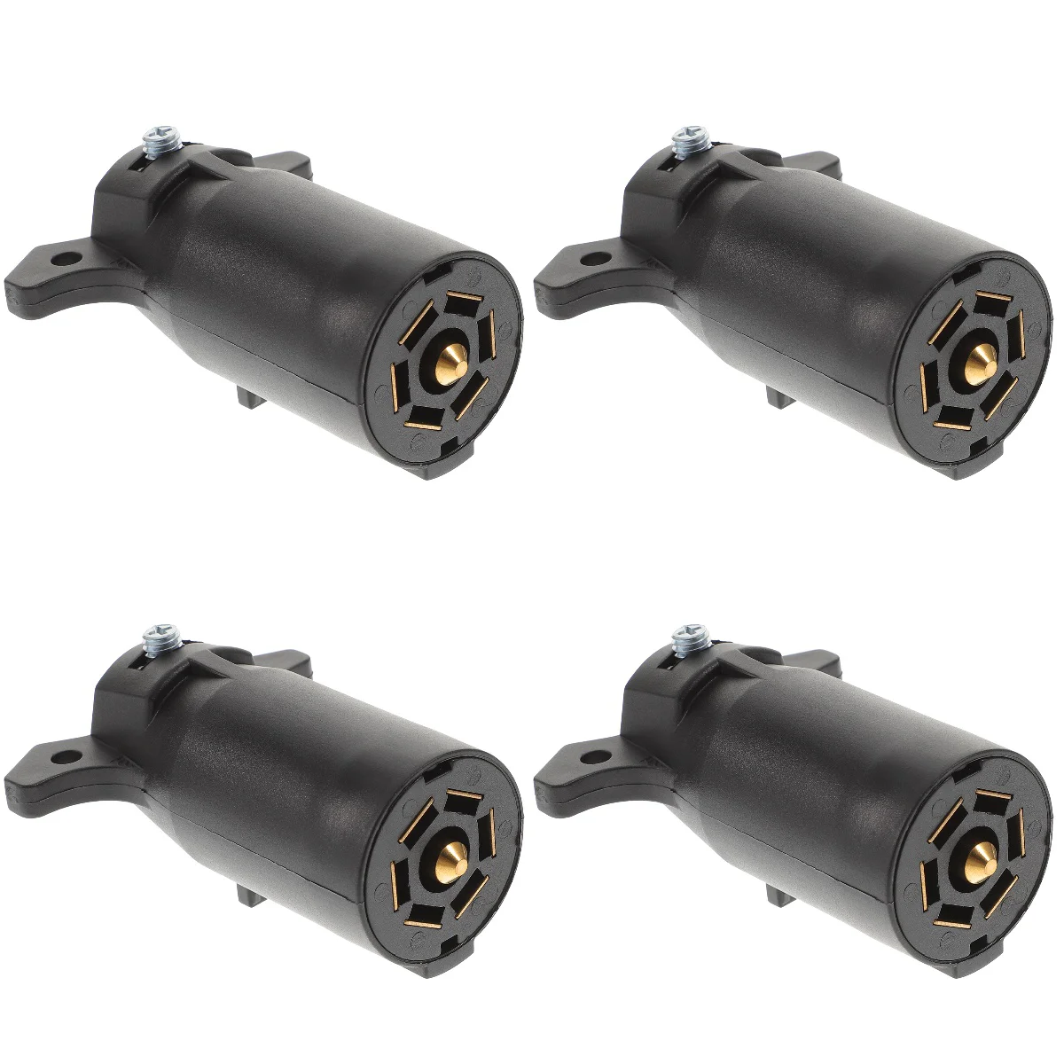 

4pcs 7 Pin RV Trailer Light Connector Adapter Plug Trailer Wiring Adapter with US Plug Black