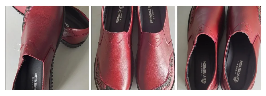 Luxus Bequeme Mama Schuhe frauen Müßiggänger Ballerinas Ältere Frau Echt Leder Mokassins Mom Vintage Schuhe Ohne Absätze – Detail 4