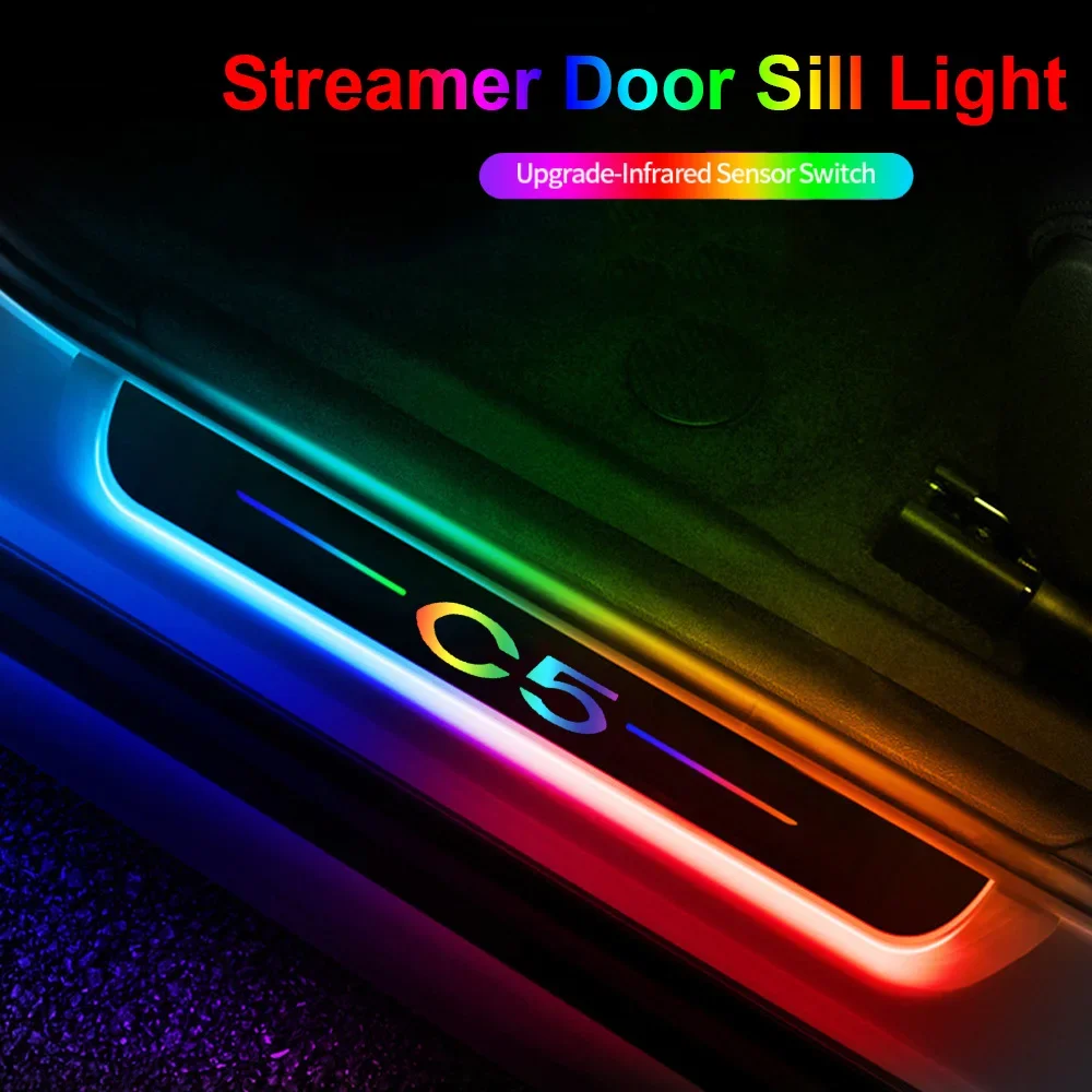 

RGB Wireless Car Door Sill Light LED Streamer Auto Threshold Plate Welcome Pedal Decoration for Citroen C5