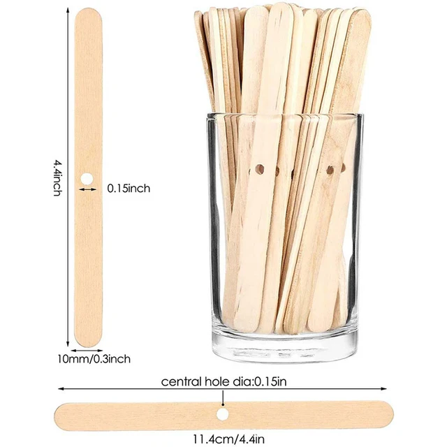 50PCS Wooden Candle Wick Holders Simple Aromatherapy Candles Bars Holders for Candle Making Fixing Tool with Hole Wooden Stick 6