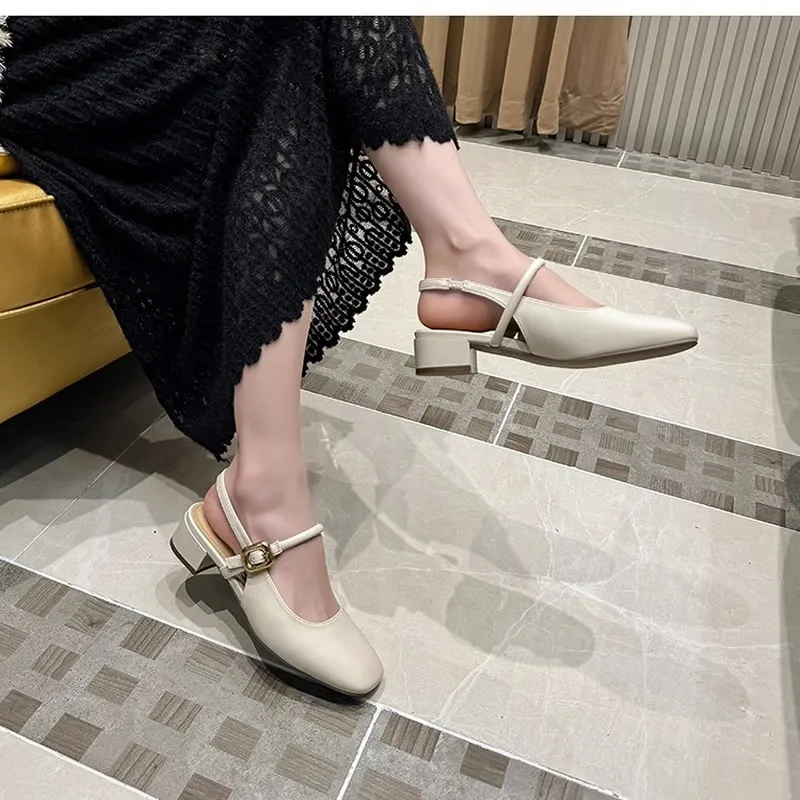 2024 New Women's Low Heel Sandals Ladies Retro Mary Jane Pumps Casual Summer Female Sexy High Heels Women Shoes Shoes for Women