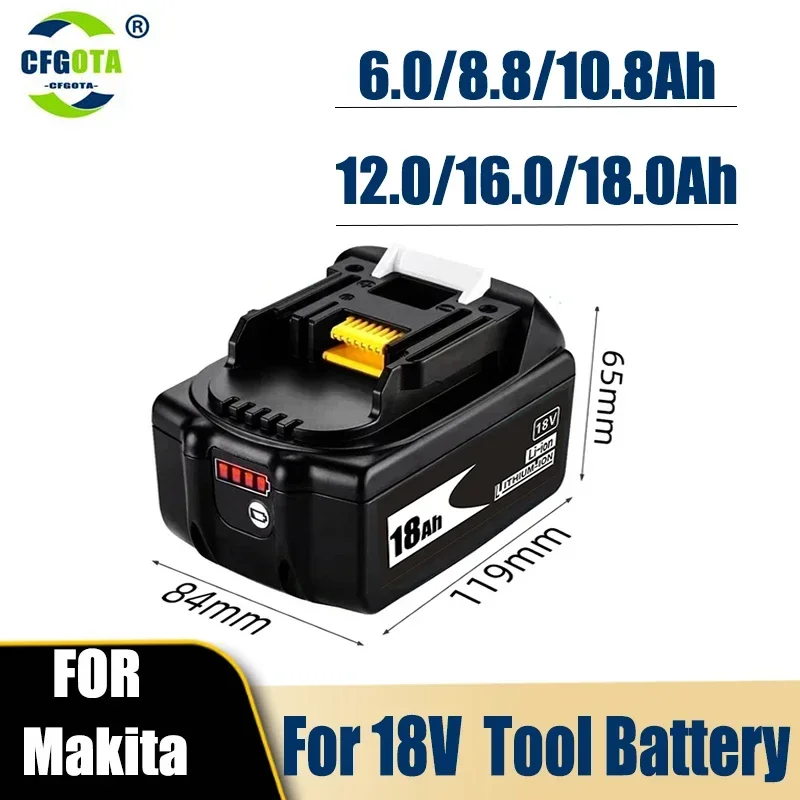 

Литий-ионный аккумулятор для Makita, 18 в, 8000 мАч, 8 Ач, BL1815, BL1850, BL1830, BL1860, LXT400