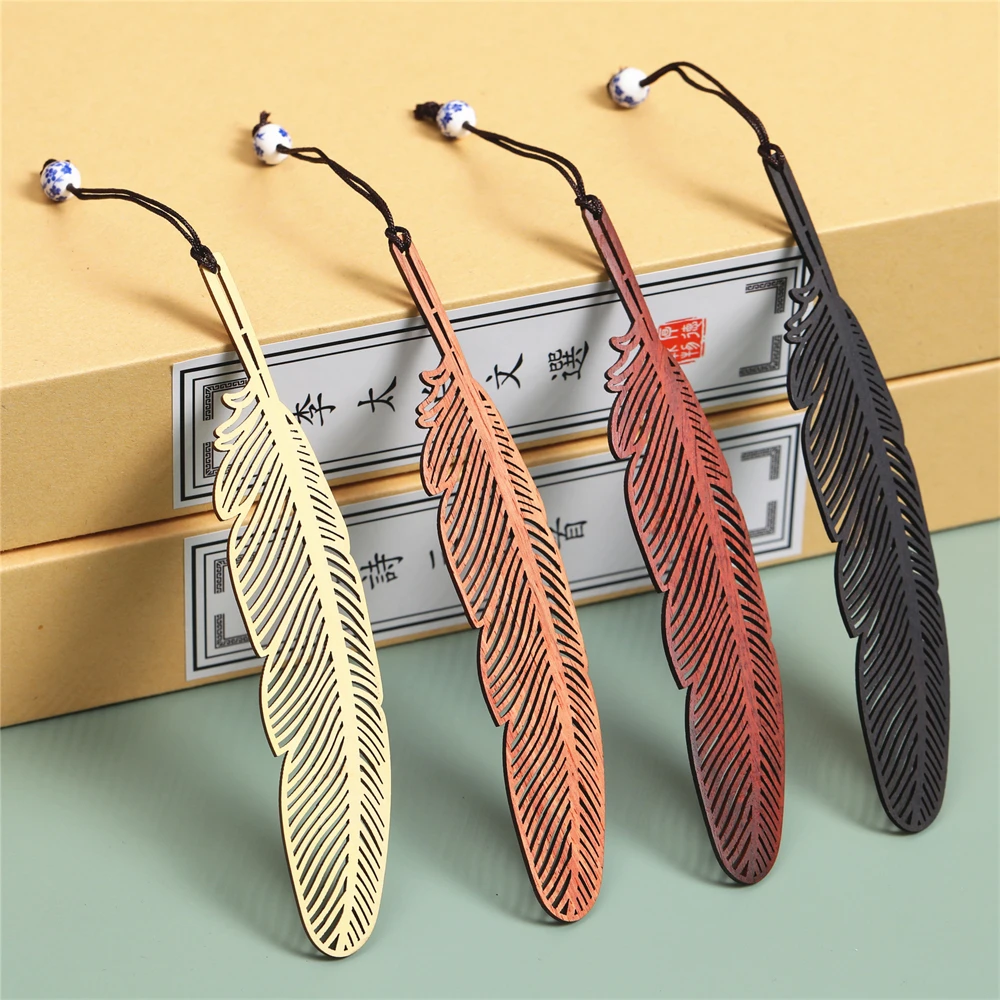 

Retro Chinese Style Feather Bookmark Student Wooden Bookmark Pendant Stationery School Office Supply Escolar Papelaria Bookmark