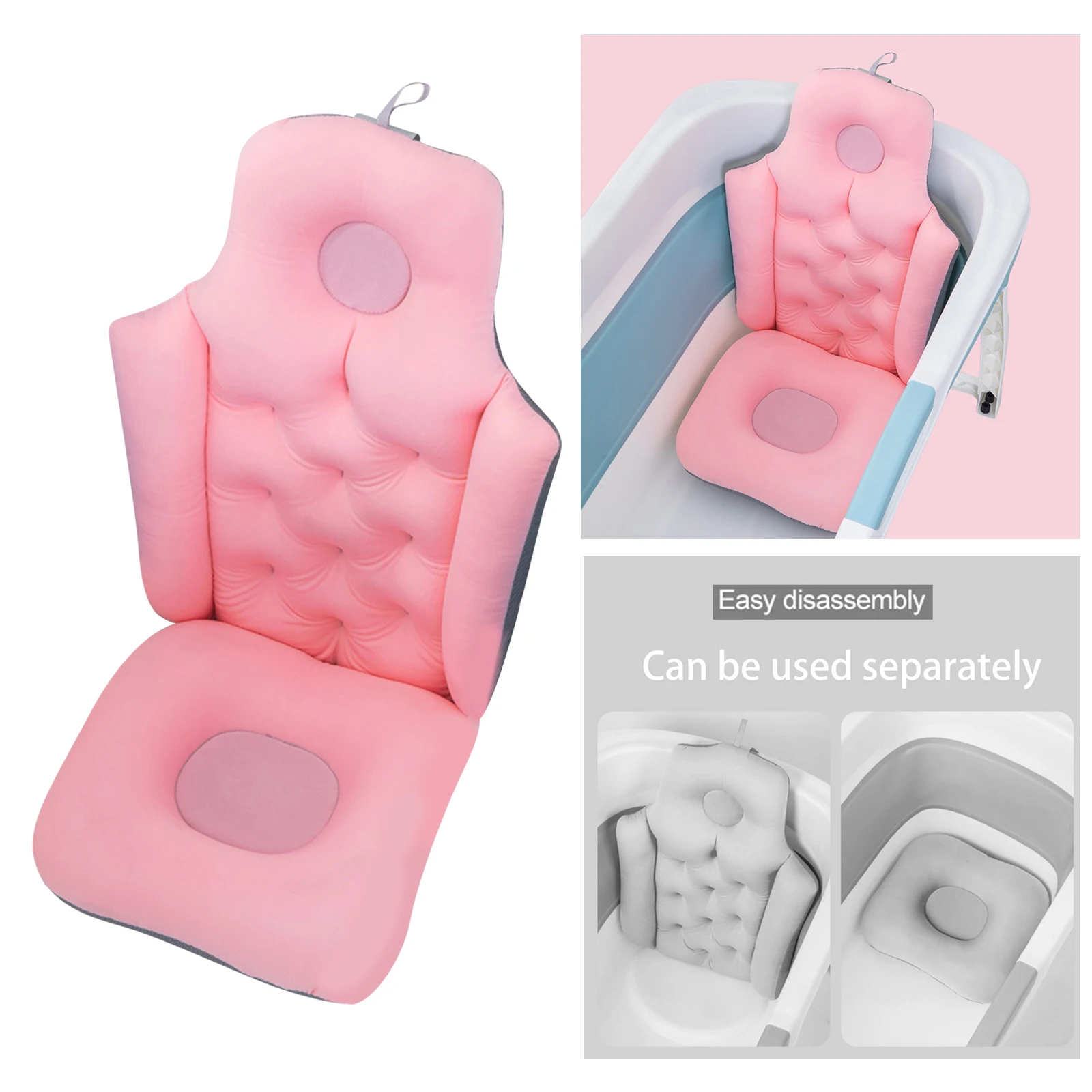 Bath Pillow Bath Mat with Pillow Mat Nonslip Ergonomic Bathtub Rest Mesh Pillow Waterproof Breathable for SPA Bath Accessories Soaking Tub