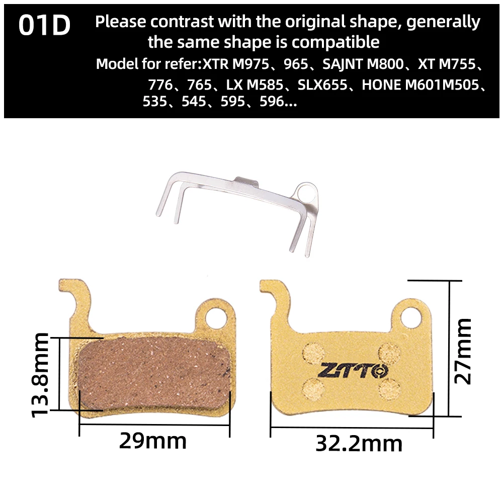 ZTTO 4pairs MTB Semi/Full-metallic Brake Pads A01S For XT SLX M975 M965 M800 M775 M765 M665 M595 M545 R505 S501 Disc Brake pads bicycle disc brake pads brake pads bike brake pads