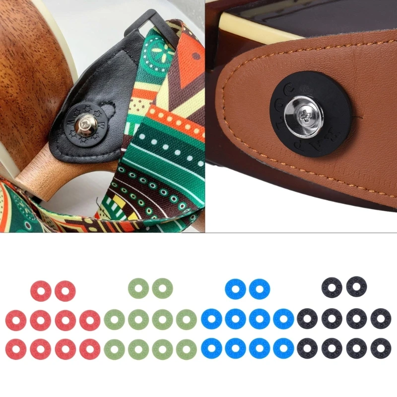 Juego De 10 Bloques Protectores Para Botón De Correa De Guitarra - Fieltro Y Cierres De Goma