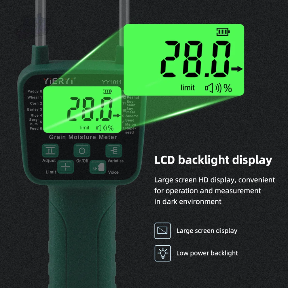 

YY-1011 Grain Moisture Meter Digital Grain Moisture Content Tester for Grain Storage Planting Measuring Tool Garden Tool