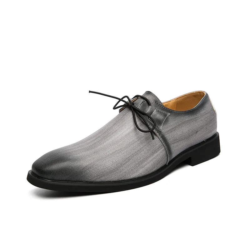 Fashion men's leather mixed-color dress shoes pink autumn plus-size 48 causal male shoe