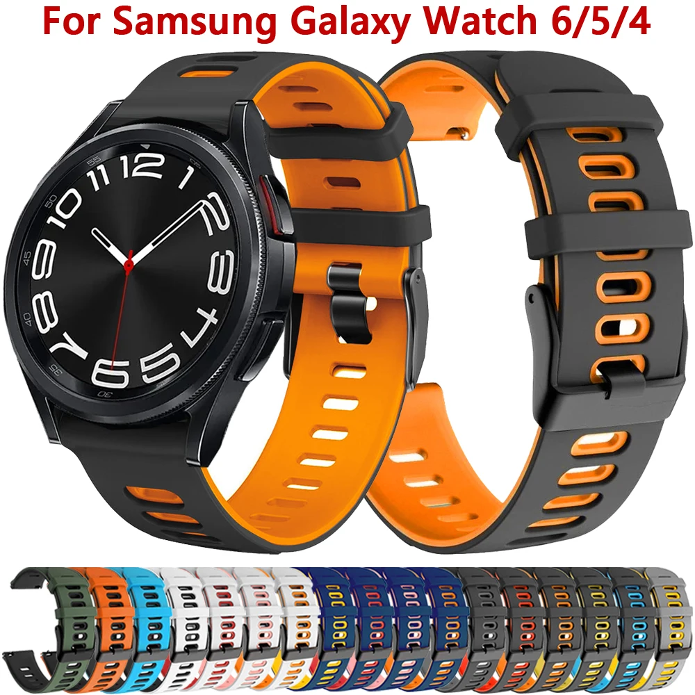 

Ремешок силиконовый для Samsung Galaxy Watch 6 5 4 40 мм 44 мм 6 Classic 47 мм 43 мм 5 Pro 45 мм, браслет для наручных часов, 4/5/6, 20 мм